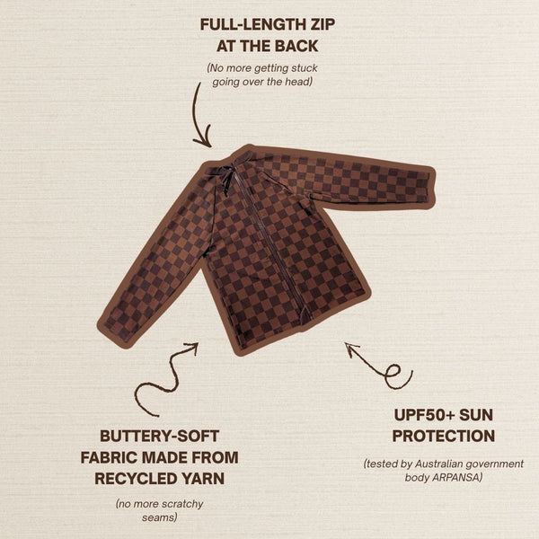 Ray - Checkered Brown Rash Vest